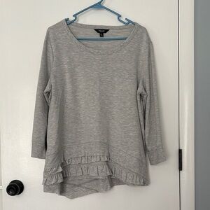 Simply Vera Vera Wang Light Gray Long Sleeve Top with Ruffle Hem